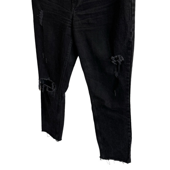 Abercrombie & Fitch The Mom High Rise Black Denim Jeans, Distressed, Size 27/4L - Picture 3 of 7